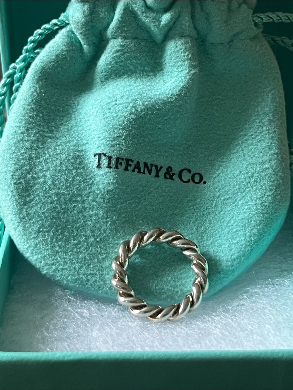 Tiffany & Co. Twisted Rope Narrow Band Ring in Silver